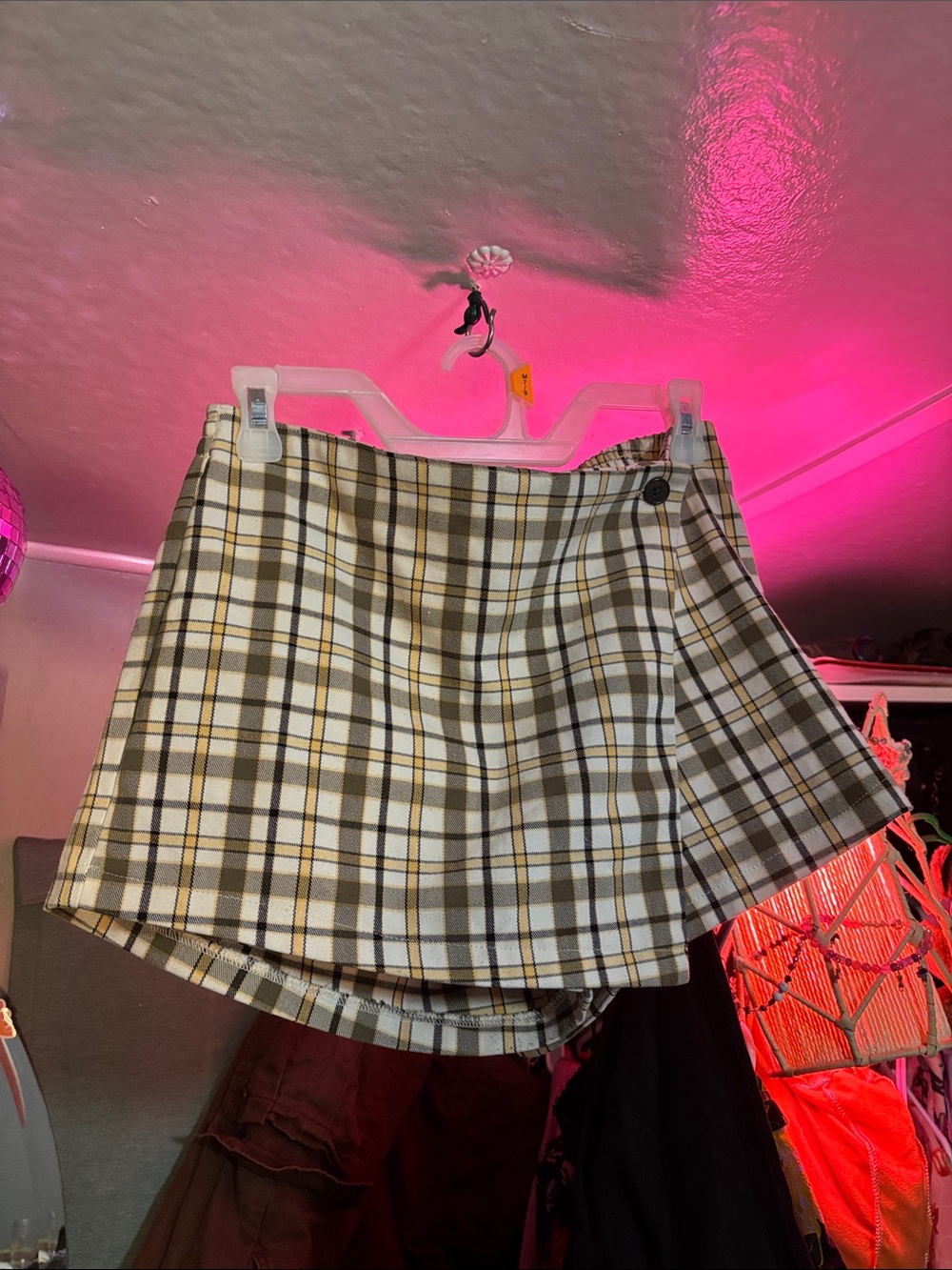 Arizona Jean Co Plaid Wrap Front Asymmetrical Mini Skort Size 4